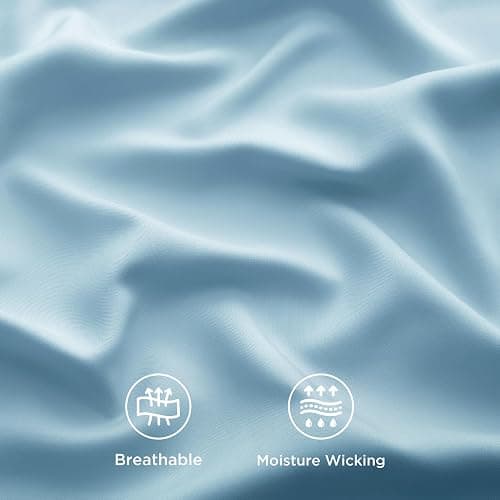 Bedsure Cooling Sheets Twin XL, Rayon Derived from Bamboo, PureWoven, Breathable & Soft Twin XL Sheet Sets, Deep Pocket Up to 16 Inches, Hotel Luxury Silky Dorm Bedding for Hot Sleepers, Aqua thumbnail 4