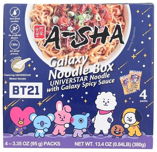 A-Sha Galaxy Noodles with Spicy Sauce 4pk, 13.4 OZ thumbnail 3