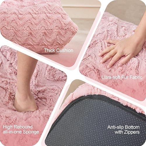 Bean Bag Chairs for Adults Giant Bean Bag Chair Memory Foam BeanBag Chair Bean Bag Sofa with Filler Faux Fur Fireside Beanbags Lazy Sofa for Living Room Bedroom Office (Pink Chevron, Single) thumbnail 7