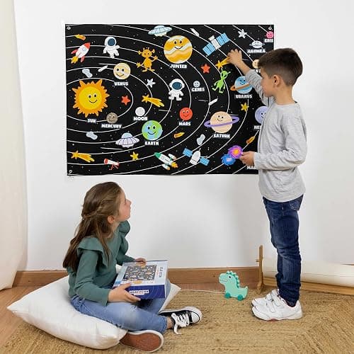 BONNYCO Solar System for Kids Toys with 61 Felt Figures. Space Montessori Toys, Girls Boys Birthday Gifts Planets. Felt Board for Toddlers Story, Educational Kids Gifts 3 4 5 6 7 8 Years, Christmas thumbnail 2