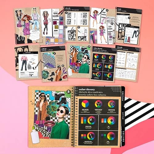 Fashion Angels Runway Graphic Journaling Set, Basic Fashion Design Activity Journal for Beginners with Markers, Stencils, Stickers & Sketch Pad, Kids 8+ thumbnail 7