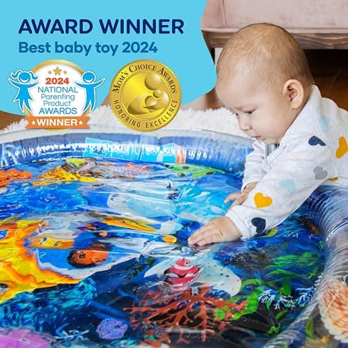 TT TUMMYTIMEZ Premium Tummy Time Water Mat, Extra Large Multi-Stage Activity Center Promoting Baby Motor & Sensory Development, Inflatable Playmat Visual Stimulation Gift Infants Toddlers Boys Girls thumbnail 4