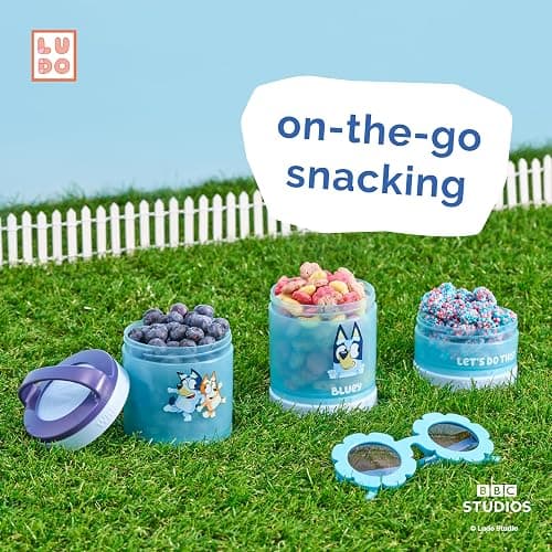 Whiskware Bluey Stackable Snack Containers for Babies, Toddlers, and Kids, 3 Stackable Snack Cups for School and Travel, Cupholder Friendly, Bluey and Bingo! Let’s Do This! thumbnail 6