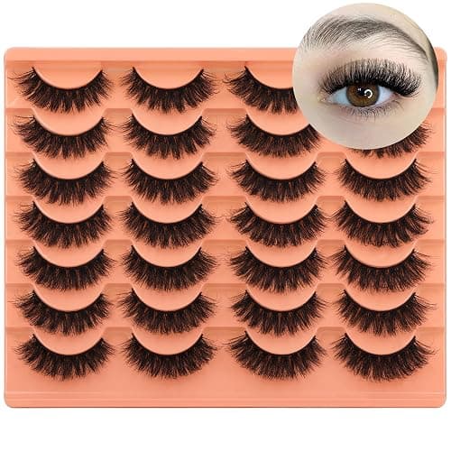 Short Lashes Natural Look False Eyelashes Thick Volume Faux Mink Lashes Pack Wispy Strip Fake Eyelashes Cat Eye Lashes that Look Like Extensions 14 Pairs thumbnail 9