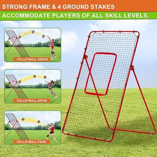 Volleyball Rebounder Net with Carry Bag, 7x4 ft Training Equipment for Backyard/Indoor/Outdoor, 6 Angles Adjustable Net for Practicing Volleying, Bumping, Spiking thumbnail 3