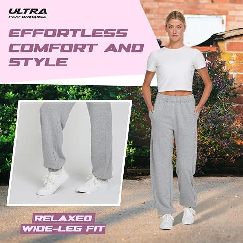 Ultra Performance Womens Joggers Wide Leg 3 Pack Sweatpants Women’s Active Jogger’s Baggy Cinch Bottoms Sweat Pants for Women thumbnail 4