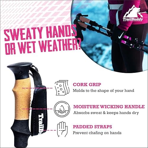 TrailBuddy Trekking Poles – Lightweight 7075 Aluminum Hiking Poles for Women, Men & Seniors – Collapsible Walking Sticks for Travel, Trails & Balance thumbnail 4