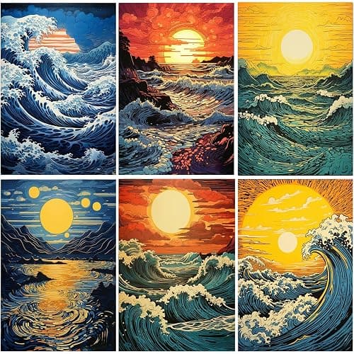 DOTSOPS Diamond Painting Kits Art Adults Painting Kit Crafts DIY 5D Diamond Art Packs Kits Full for Adults Beginner Home Wall Decoration Gift 11.8x15.7 Inches (6 Pack Great Wave) - Image 1