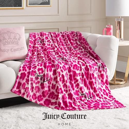 Throw Blanket for Couch - 50” x 70” Inches - Regent Leopard Print Blanket - Plush & Cozy Throw Blanket - Decorative Blankets for Sofas, Throws for Chairs, and Beds – Pink thumbnail 4