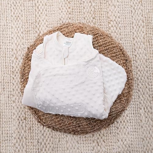 HALO Sleepsack Swaddle, 3-Way Adjustable Wearable Blanket, TOG 3.0, Velboa Plush Dots, Cream, Newborn, 0-3 Months - Cream Plushy Dot - Newborn (Pack of 1) thumbnail 2