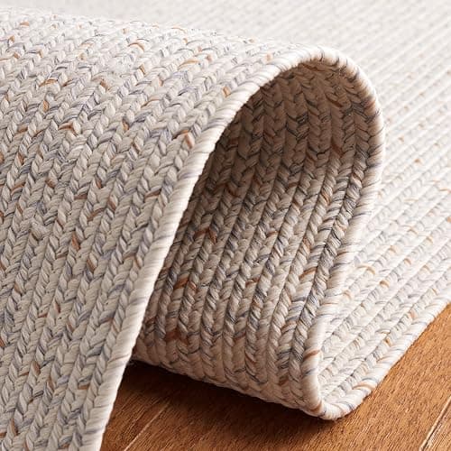 SAFAVIEH Washable Rug Outdoor Braided Collection - 5' x 8', Ivory & Light Grey, Handmade & Reversible, Non-Shedding & Easy to Clean, Ideal for Patio, Backyard, Mudroom (BRA201A) thumbnail 6