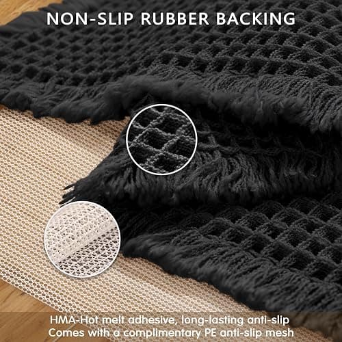 SUBRTEX Waffle Braided Bath Mat, 24" x 36" Soft Waffle Bath Rugs, Absorbent Non Slip Bathrooom Mats, Machine Washable Area Rug for Bathroom, Quick Dry, Black thumbnail 5
