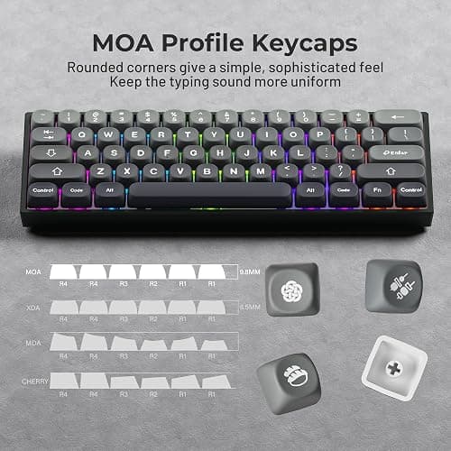 XVX PBT Keycaps-MOA Keycap, Custom Keyboard Keycaps 60 65 75 100 Percent, 5 Side Dye Sublimation, 132 Keys Keycap Set for Cherry Gateron MX Switches Keyboards, Gradient Gray thumbnail 5