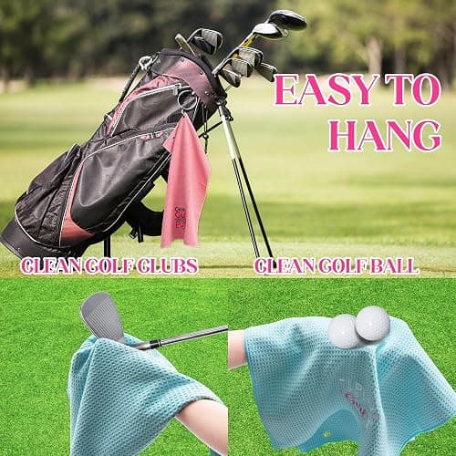 VERSRH Microfiber Golf Towels Clip – 3-Pack Embroidered Pattern Towels for Golf Bags, Pink Rose Blue Golf Accessories for Women, Mother's Day Birthday Retirement Gifts for Golfer thumbnail 6