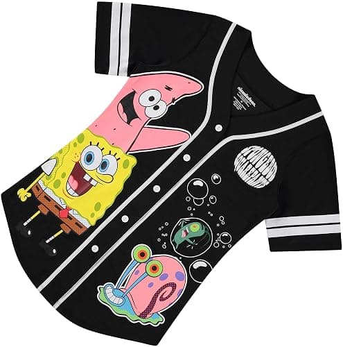 SpongeBob SquarePants Ladies Baseball Jersey - Spongebob, Mr Krabs, Squidward, Patrick - Mesh Button Down Baseball Jersey thumbnail 6