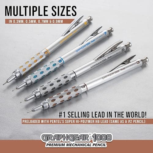 Pentel GraphGear 1000 Mechanical Pencil, (0.5mm) Point Size, Black Barrel, 1 Each (PG1015A) thumbnail 5