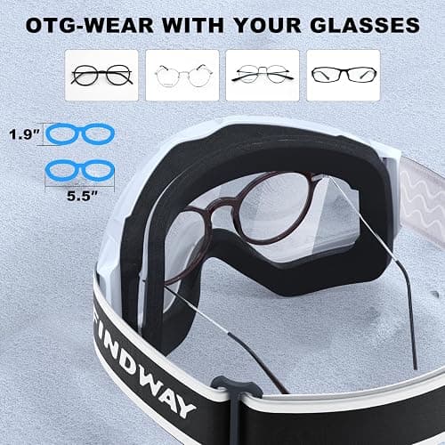 findway Ski Goggles OTG - Over Glasses Snow/Snowboard Goggles for Men, Women & Youth - 100% UV Protection thumbnail 4