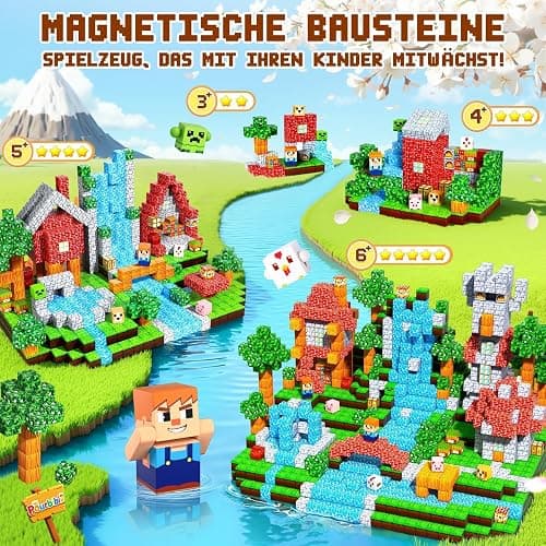 Pourbibi Magnetische Bausteine, Magnetbausteine Magnetspielzeug, 108 Teile Magnetische Bauwelt Spielzeug Magnetblöcke für Kinder ab 3 4 5 6 7 8 9 Jahre Verstaubare,Professioneller Christmas thumbnail 3