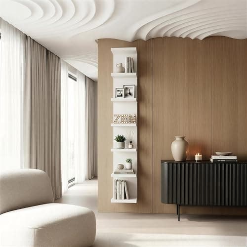 SADIELIFE 7 Tier Wall Shelf Unit & Lack Shelf, Versatile Floating Shelves for Wall, Bedroom Book Shelf, Vanity Display Shelves, Tall Decorative Shelving Unit, Long Shelves for Storage White thumbnail 8