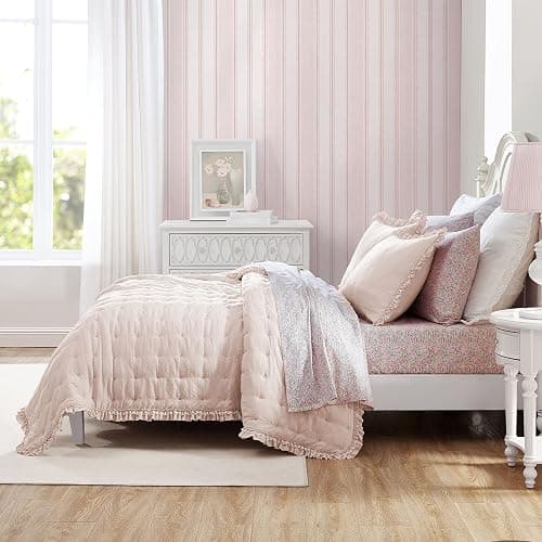 Laura Ashley- Twin Quilt Set, Reversible Bedding Set Including Sham(s), Lightweight for Year Round Use, Coquette Room Decor (Hailee Pink, Twin) thumbnail 8