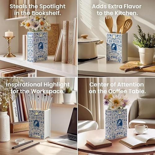 H&H + 6 in 1 + Jane Austen Book Vase for Flowers + Bookmark + Emma, Mansfield Park, Sense and Sensibility, Northanger Abby, Persuasion, Pride and Prejudice Merch + 2025 Jane Austen Anniversary Edition thumbnail 5