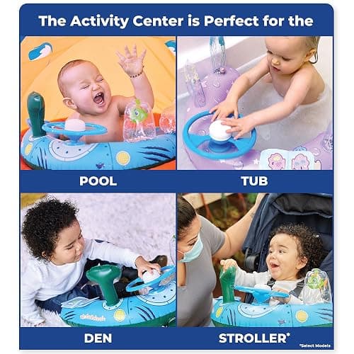 SwimSchool Infant Baby Pool Floats, Free Swimming, Super Buoyant – Ages 6-24 Months – Multiple Colors/Styles – Adjustable Canopies and Seats, Splash & Play Baby Floaties - Pink Baby Float w/5 Toy Console thumbnail 2