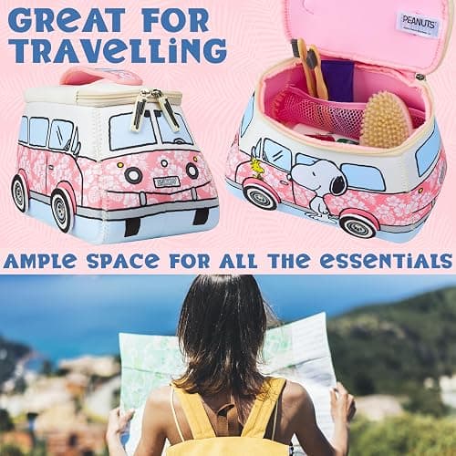 Get Trend Peanuts Snoopy Toiletry Bag Women Teens Travel Essentials Girls Makeup Bag Gifts for Her (Pink Snoopy) thumbnail 3