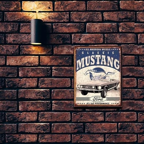Desperate Enterprises Classic Ford Mustang Tin Sign - Nostalgic Vintage Metal Wall Decor - Made in USA thumbnail 5