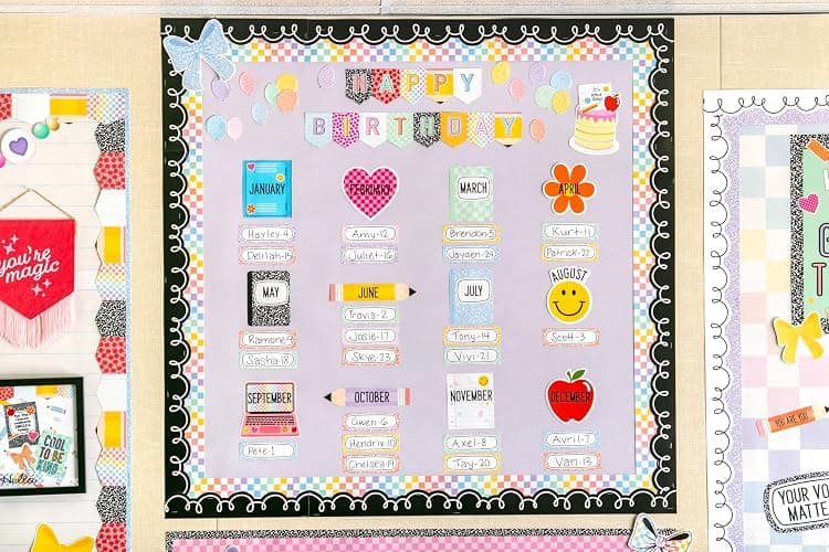 Teacher Created Resources Cool for School Checkers Straight Rolled Border Trim - 50ft - Decorate Bulletin Boards, Walls, Desks, Windows, Doors, Lockers, Schools, Classrooms, Homeschool & Offices thumbnail 5