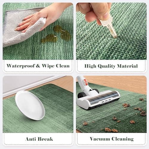 Ailsan Anti Fatigue Mats for Kitchen Floor,Farmhouse Rugs Sets of 2,Cushioned Kitchen Floor Mats,Memory Foam Sink Rug for Laundry Office Bathroom,Green thumbnail 4