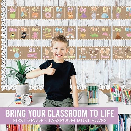 Hadley Designs Alphabet for Classroom Wall - ABC Posters for Classroom Wall, Kindergarten Classroom Decor & Daycare Decorations, Preschool Bulletin Board Sets, Kraft Daycare and Homeschool Essentials thumbnail 9