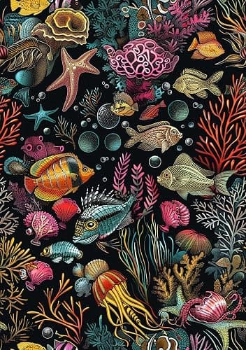 LaiTique Fish Peel and Stick Wallpaper Ocean Coral Reef Wallpaper Self Adhesive Vinyl Wall Paper for DIY Home Decor 17.7in x 118in - Image 1