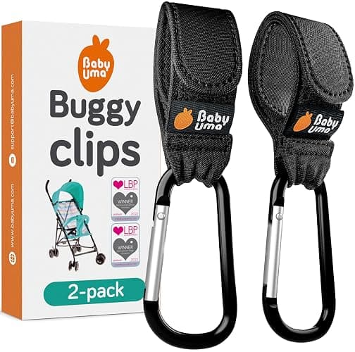 Baby Uma Buggy Clips - 2022 Double-Platinum Winning Pram Clips, Universal Pram Accessories, 5 kg Weight Capacity & Non-Slip, Baby Travel Essentials - Image 1