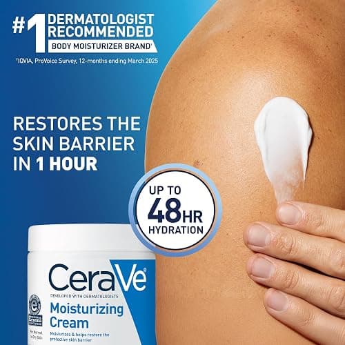 CeraVe Moisturizing Cream, Body and Face Moisturizer for Dry Skin, Body Cream with Hyaluronic Acid and Ceramides, Daily Moisturizer, Oil-Free, Fragrance Free, Non-Comedogenic, 19 Ounce thumbnail 5
