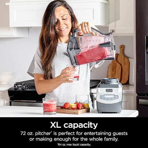 Ninja BL660 Professional Compact Smoothie & Food Processing Blender, 1100-Watts, 3 Functions -for Frozen Drinks, Smoothies, Sauces, & More, 72-oz.* Pitcher, (2) 16-oz. To-Go Cups & Spout Lids, Gray thumbnail 4