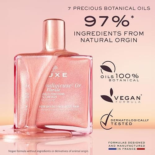 NUXE Huile Prodigieuse Floral Shimmering Dry Oil for Face, Body & Hair. Luxurious Rose Gold Glow and Deep Hydration, (50mL) thumbnail 4