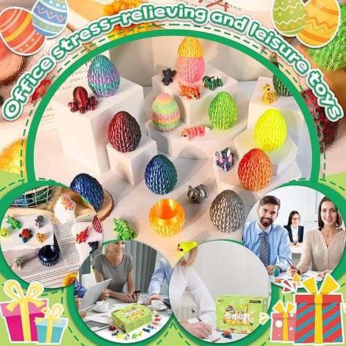 Cybermaker 12pcs 3D Printed Mini Animals Articulated Fidget Toys Set | Surprise Eggs, Party Favors, Classroom Prizes, Goodie Bag Fillers, Collectible Gifts for Kids thumbnail 5