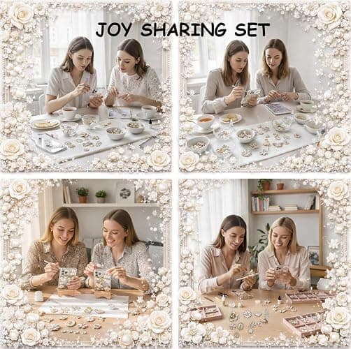 AVELICE Junk Case Large Charm Kit, White Phone Case Charms with Large Rhinestone Butterfly,Alloy Dancer&Flower, Camellia and Assorted White Floral Charms for DIY Girls & Social Media Crafting thumbnail 8