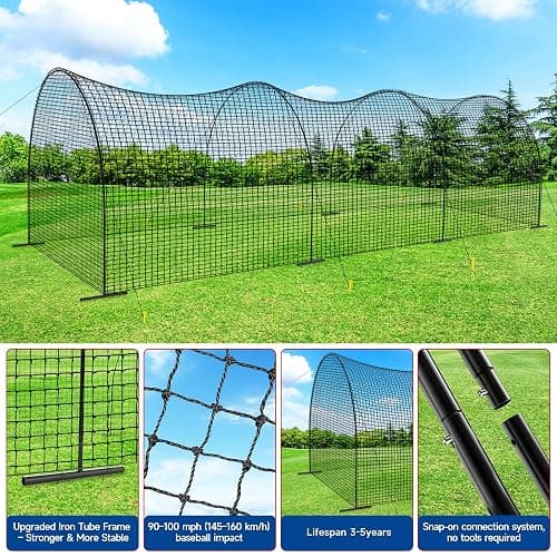 Portable Baseball Batting Cage Net with Sturdy Steel Frame, 20FT/ 30X12X8FT Batting Cages for Backyard Baseball Training Equipment with Carry Bag thumbnail 2