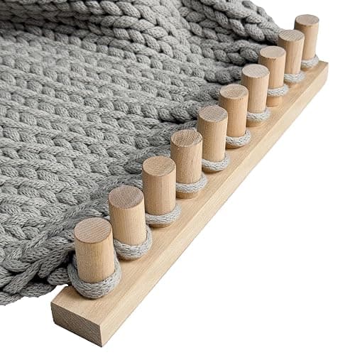 Looma 46" Wooden Loom Frame for DIY Throw Blankets Chunky Knit Blanket Kit – Adjustable Size Hand Knitting Kit – No Needles Required – Beginner-Friendly Yarn Craft for Home Decor & Stress Relief thumbnail 6