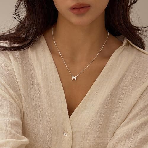 14K Gold Plated Bubble Letter Necklace, Tarnish Free and Waterproof Dainty Initial Necklace for Women, Trendy Personalized Gold Jewelry Gift for Her thumbnail 3