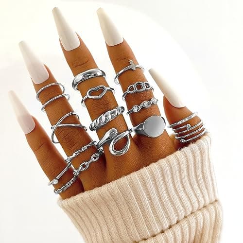 FAXHION 24 Pcs Gold Stackable Rings for Women, Knuckle Rings Chunky Gold Ring Set Dainty Stacking Cute Rings, Multiple Sizes Cute Jewelry Set Gift thumbnail 2