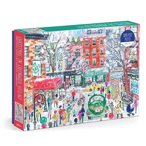 Galison Christmas in Greenwich Village – 1000 Piece Michael Storrings Jigsaw Puzzle Featuring Beautiful Artwork of The NYC Neighborhood in The Winter Time - Image 1