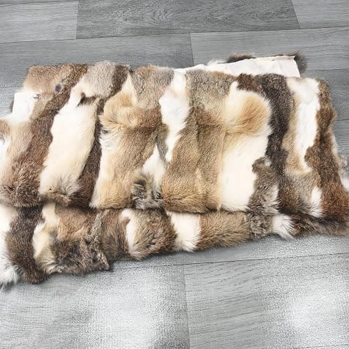 Natural Rabbit Fur Sofa Bed Throw Blanket,Rug,Rabbit Pelt Skin Fur Blankets/Plates Furry Soft Warm Lush Throw Home Decoration Reprocessed DIY Materials (21.65" x 43.3" Tan) thumbnail 5