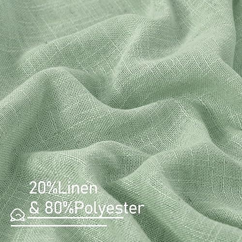 LAMIT 95 Inches Long Fresh Green Linen Curtains for Living Room, Back Tab and Rod Pocket Semi Sheer Curtains Light Filtering Farmhouse Drapes for Bedroom/Dining Room, Set of 2, 52 x 95 Inch thumbnail 4