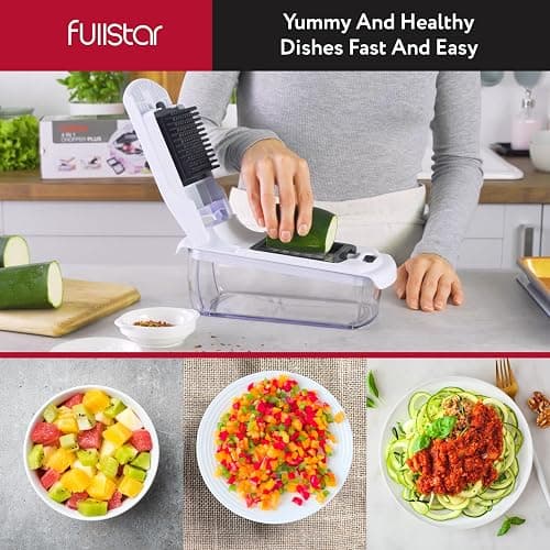 Fullstar Vegetable Chopper and Spiralizer - Food Chopper with Container, Fruit Slicer, Kitchen Gadgets & Accessories, Home Essentials (4 in 1, White) - 4 in 1 - White thumbnail 7