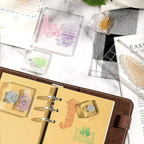 Whaline 6 Pieces Acrylic Stamp Block Clear Stamping Tools Set with Grid Lines for Scrapbooking Crafts Card Making, Assorted Sizes | with Grid Lines, Stamping Tools, for Scrapbooking, Card Making, DIY Crafts thumbnail 2