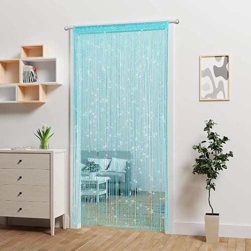 Atsweetlife 2 Pieces Door String Curtain Doorway Beads Curtains,Hanging Room Divider Beaded Decor Hippie Glitter Fringe Panel Closet Window Doors Sequin Sheer Boho Doors Tassel thumbnail 5