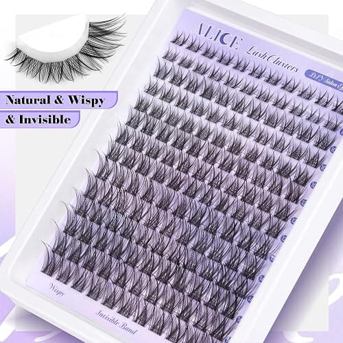 Natural Lash Clusters Wispy Cluster Eyelash Extensions Invisible Band Individual Lashes C-Curly DIY Lash Extension 8-16mm Waterproof Soft Cluster Lashes 168pcs by ALICE thumbnail 2
