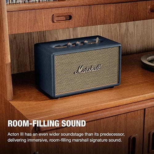 Marshall Acton III Bluetooth Home Speaker - Loud Stereo Sound with Bass and Treble Controls | Plug-in Powered | 3.5 mm Aux Input - Midnight Blue thumbnail 2